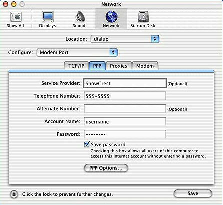 System Preferences - PPP