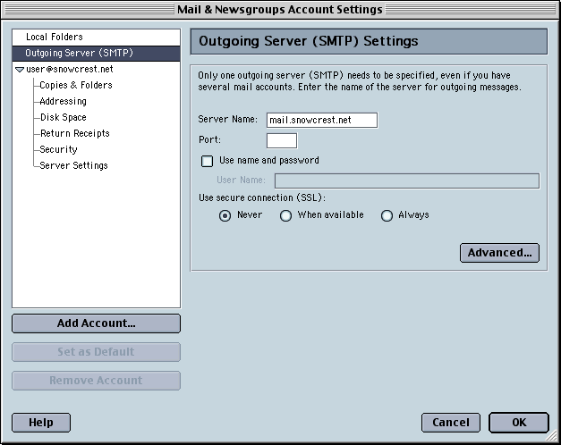 SMTP Server Setup